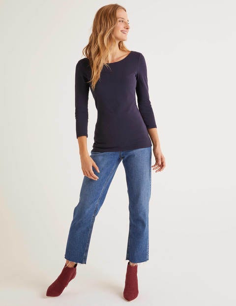 Double Layer Scoop Back Top - Navy Double Layer Scoop Back Top - Navy