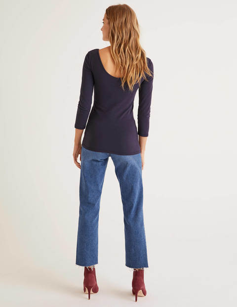 Double Layer Scoop Back Top - Navy Double Layer Scoop Back Top - Navy
