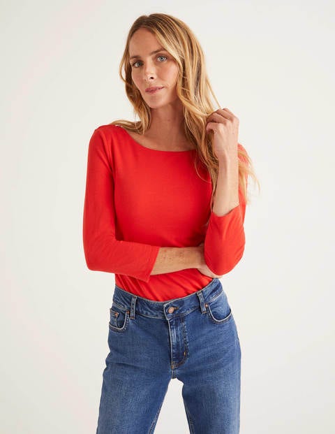 Double Layer Scoop Back Top - Post Box Red Double Layer Scoop Back Top - Post Box Red
