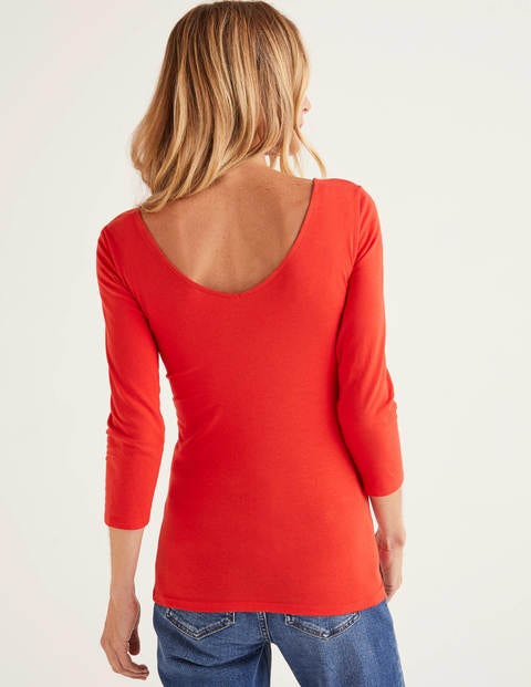 Double Layer Scoop Back Top - Post Box Red Double Layer Scoop Back Top - Post Box Red