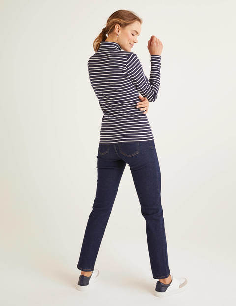 Essential Roll Neck Tee - Navy/Ivory Essential Roll Neck Tee - Navy/Ivory