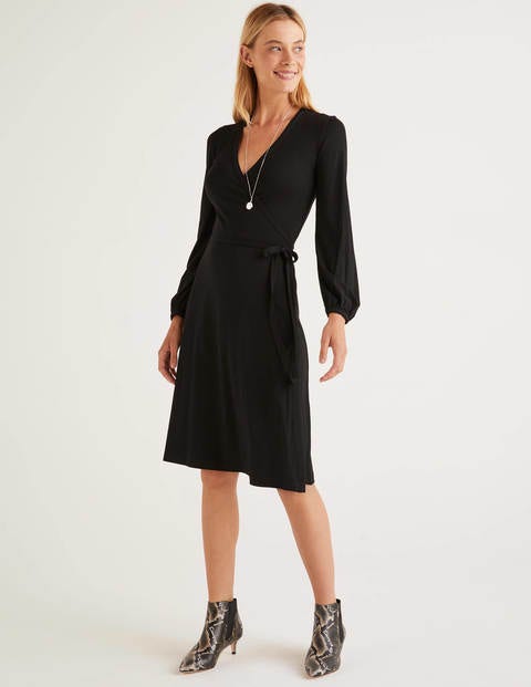 Elodie Jersey Wrap Dress - Black Elodie Jersey Wrap Dress - Black