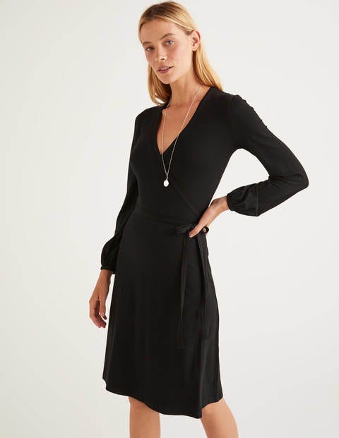 Elodie Jersey Wrap Dress - Black Elodie Jersey Wrap Dress - Black