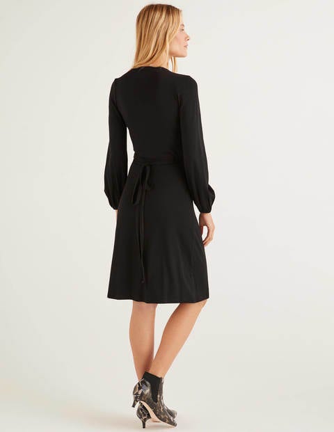 Elodie Jersey Wrap Dress - Black Elodie Jersey Wrap Dress - Black