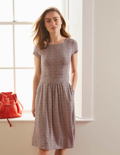 Robe Amelie en jersey - Rose craie, bouton de pâquerette Robe Amelie en jersey - Rose craie, bouton de pâquerette