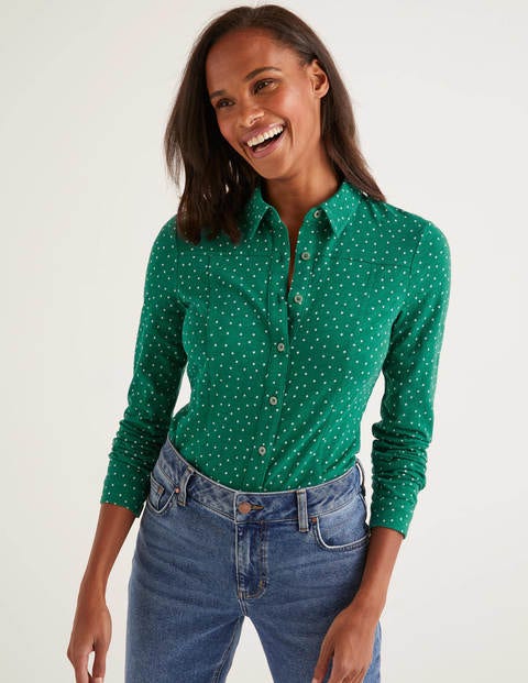 Tara Jersey Shirt - Forest, Polka Dot Tara Jersey Shirt - Forest, Polka Dot