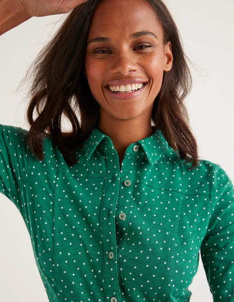 Tara Jersey Shirt - Forest, Polka Dot Tara Jersey Shirt - Forest, Polka Dot