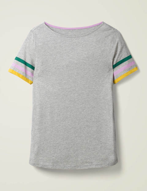 Short Sleeve Striped Cuff Tee - Grey Marl Multi Cuff Short Sleeve Striped Cuff Tee - Grey Marl Multi Cuff