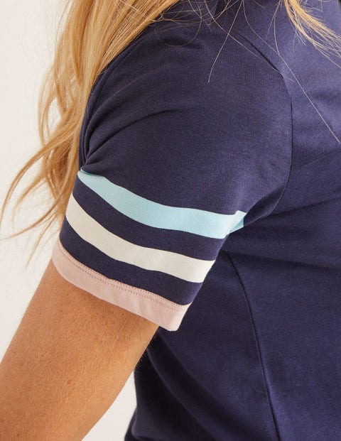 Short Sleeve Striped Cuff Tee - Navy Multi Cuff Short Sleeve Striped Cuff Tee - Navy Multi Cuff