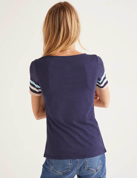 Short Sleeve Striped Cuff Tee - Navy Multi Cuff Short Sleeve Striped Cuff Tee - Navy Multi Cuff