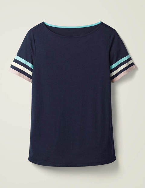 Short Sleeve Striped Cuff Tee - Navy Multi Cuff Short Sleeve Striped Cuff Tee - Navy Multi Cuff