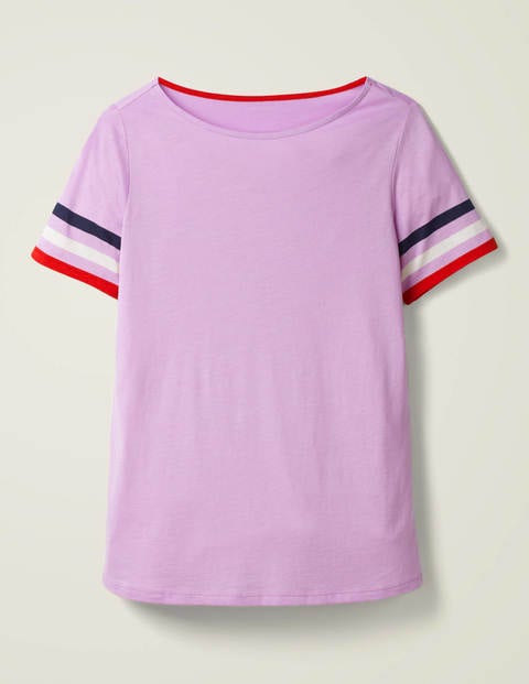 T-shirt manches courtes bordées de rayures - Poignets multi osier fleuri T-shirt manches courtes bordées de rayures - Poignets multi osier fleuri