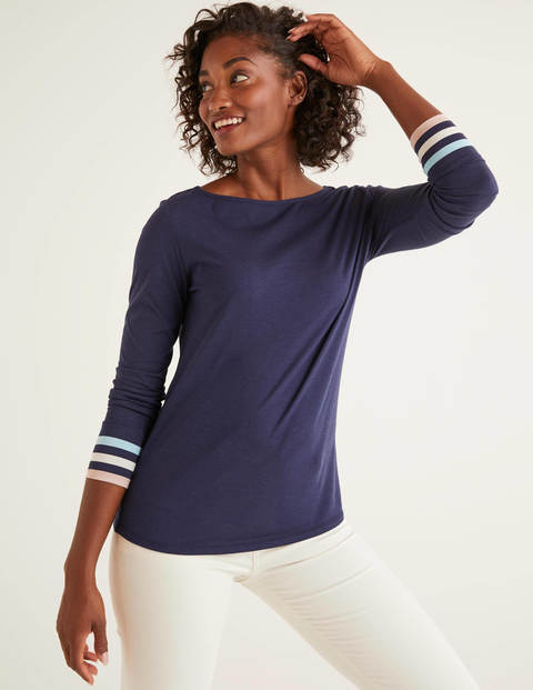 Striped Cuff Tee - Navy Multi Cuff Striped Cuff Tee - Navy Multi Cuff