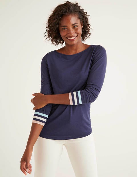 Striped Cuff Tee - Navy Multi Cuff Striped Cuff Tee - Navy Multi Cuff