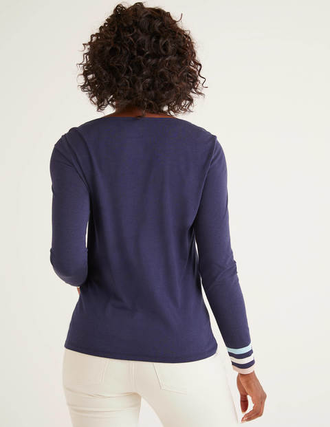 Striped Cuff Tee - Navy Multi Cuff Striped Cuff Tee - Navy Multi Cuff