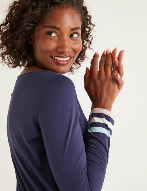 Striped Cuff Tee - Navy Multi Cuff Striped Cuff Tee - Navy Multi Cuff