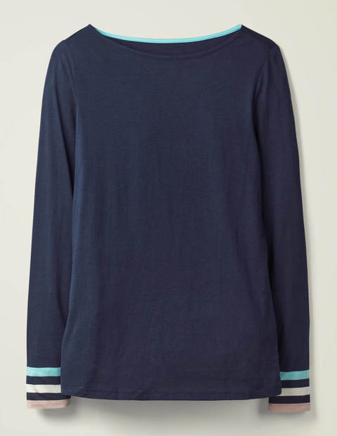 Striped Cuff Tee - Navy Multi Cuff Striped Cuff Tee - Navy Multi Cuff