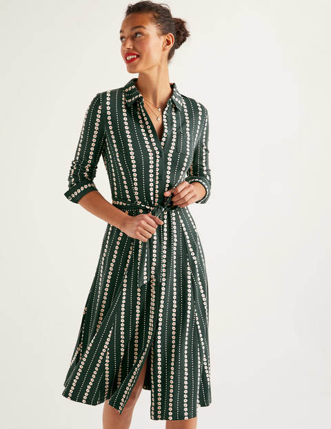 Susannah Jersey Shirt Dress - Midnight Garden, Daisy Ribbon Susannah Jersey Shirt Dress - Midnight Garden, Daisy Ribbon