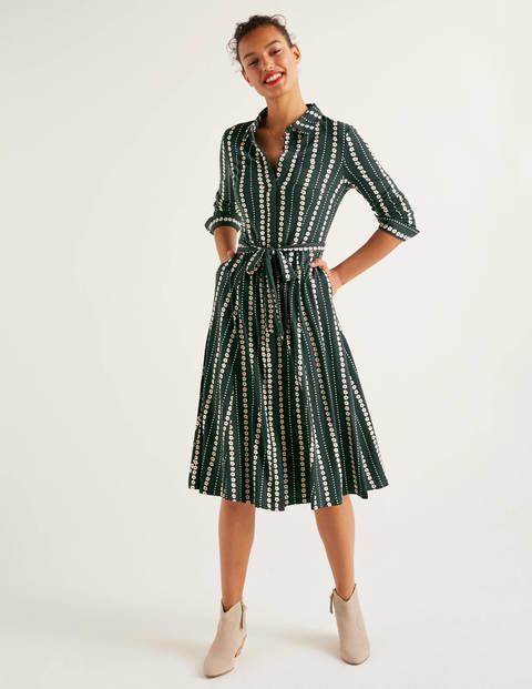 Susannah Jersey Shirt Dress - Midnight Garden, Daisy Ribbon Susannah Jersey Shirt Dress - Midnight Garden, Daisy Ribbon
