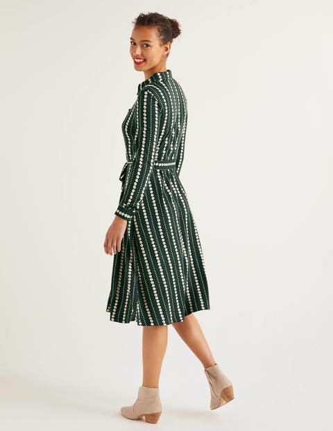 Susannah Jersey Shirt Dress - Midnight Garden, Daisy Ribbon Susannah Jersey Shirt Dress - Midnight Garden, Daisy Ribbon