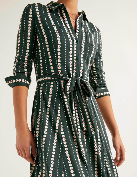 Susannah Jersey Shirt Dress - Midnight Garden, Daisy Ribbon Susannah Jersey Shirt Dress - Midnight Garden, Daisy Ribbon