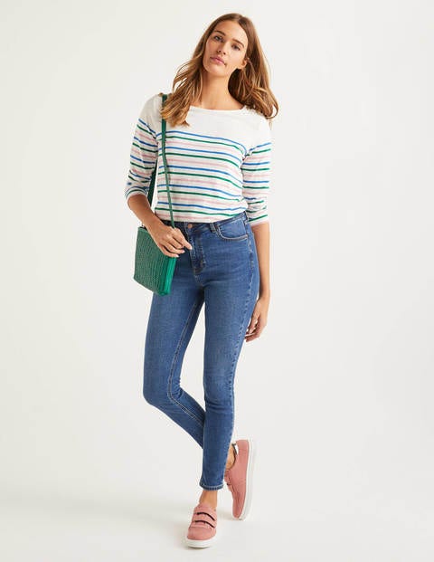 Heather Bretonshirt Aus Jersey - Kräftiges Blau/Waldgrün Heather Bretonshirt Aus Jersey - Kräftiges Blau/Waldgrün