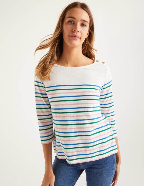 Heather Bretonshirt Aus Jersey - Kräftiges Blau/Waldgrün Heather Bretonshirt Aus Jersey - Kräftiges Blau/Waldgrün