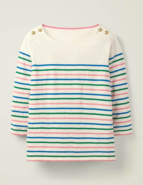Heather Bretonshirt Aus Jersey - Kräftiges Blau/Waldgrün Heather Bretonshirt Aus Jersey - Kräftiges Blau/Waldgrün