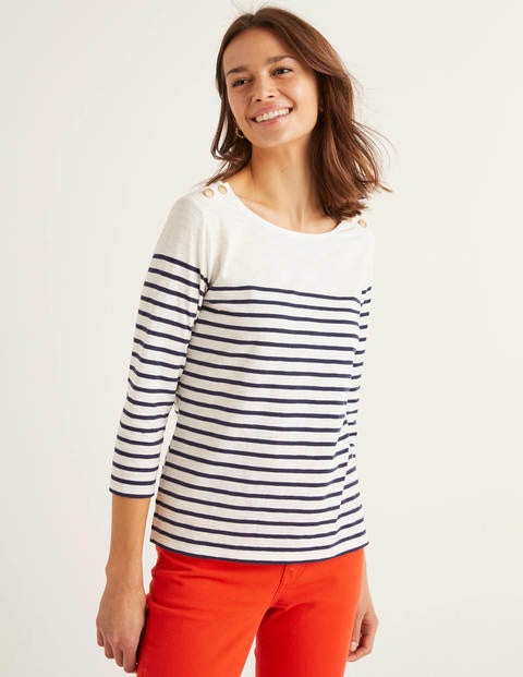 Heather Jersey Breton - Ivory/Navy Heather Jersey Breton - Ivory/Navy