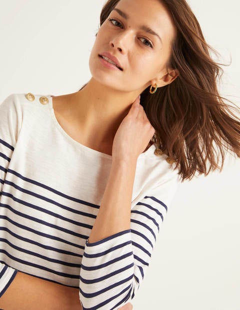 Heather Jersey Breton - Ivory/Navy Heather Jersey Breton - Ivory/Navy