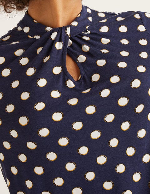 Pippa Jersey Top - Navy, Polka Hoops Pippa Jersey Top - Navy, Polka Hoops