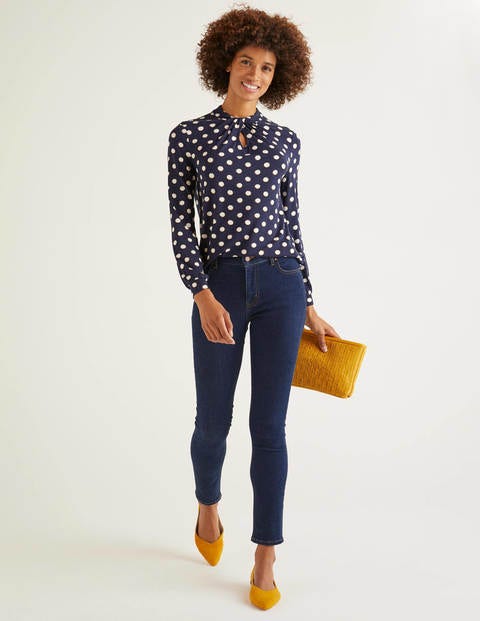 Pippa Jersey Top - Navy, Polka Hoops Pippa Jersey Top - Navy, Polka Hoops