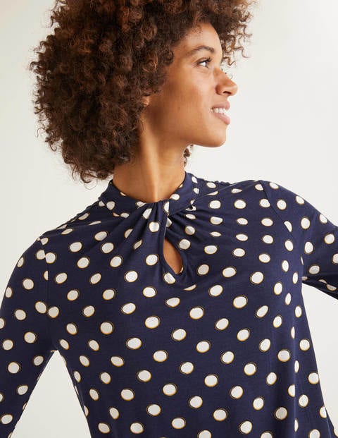 Pippa Jersey Top - Navy, Polka Hoops Pippa Jersey Top - Navy, Polka Hoops