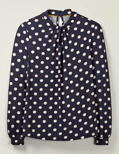 Pippa Jersey Top - Navy, Polka Hoops Pippa Jersey Top - Navy, Polka Hoops