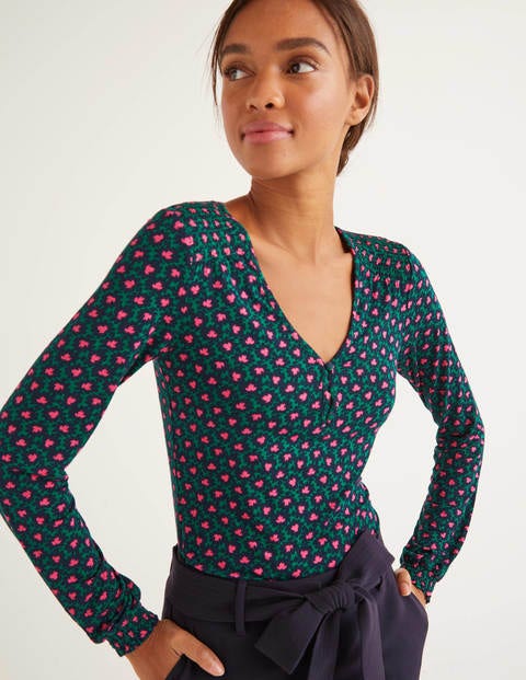 Flora Jersey Top - Forest, Bloom Stamp Flora Jersey Top - Forest, Bloom Stamp
