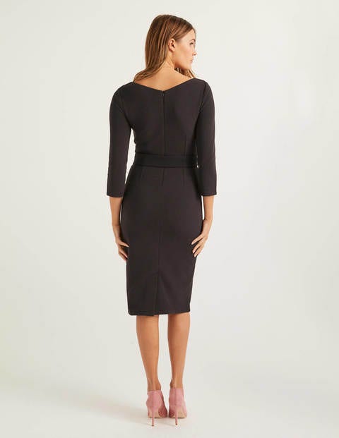Margie Ottoman V-neck Dress - Black Margie Ottoman V-neck Dress - Black