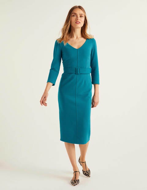 Margie Ottoman V-neck Dress - Vibrant Teal Margie Ottoman V-neck Dress - Vibrant Teal