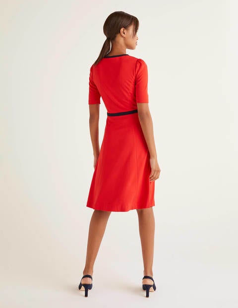 red ponte dress
