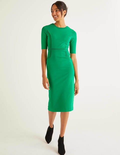 Kate Ponte-Kleid Mit Ziernaht - Sattes Smaragdgrün Kate Ponte-Kleid Mit Ziernaht - Sattes Smaragdgrün