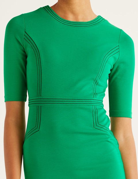 Kate Ponte-Kleid Mit Ziernaht - Sattes Smaragdgrün Kate Ponte-Kleid Mit Ziernaht - Sattes Smaragdgrün