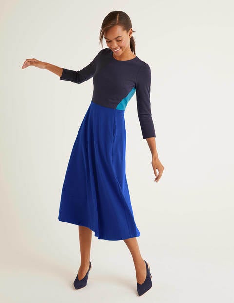 Ivy Ponte-Midikleid - Hellblau, Blockfarben Ivy Ponte-Midikleid - Hellblau, Blockfarben