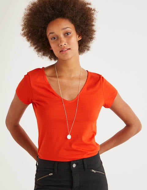 Superweiches T-Shirt Mit Flügelärmeln - Orangerot Superweiches T-Shirt Mit Flügelärmeln - Orangerot