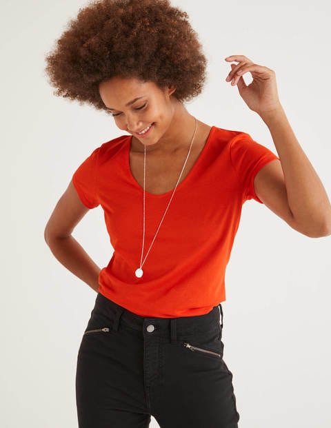 Superweiches T-Shirt Mit Flügelärmeln - Orangerot Superweiches T-Shirt Mit Flügelärmeln - Orangerot
