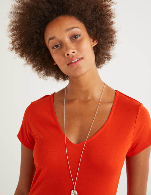 Superweiches T-Shirt Mit Flügelärmeln - Orangerot Superweiches T-Shirt Mit Flügelärmeln - Orangerot