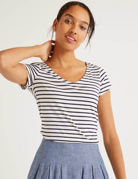 Supersoft Cap Sleeve Tee - Ivory/Navy Supersoft Cap Sleeve Tee - Ivory/Navy