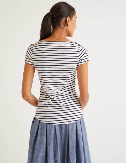 Supersoft Cap Sleeve Tee - Ivory/Navy Supersoft Cap Sleeve Tee - Ivory/Navy