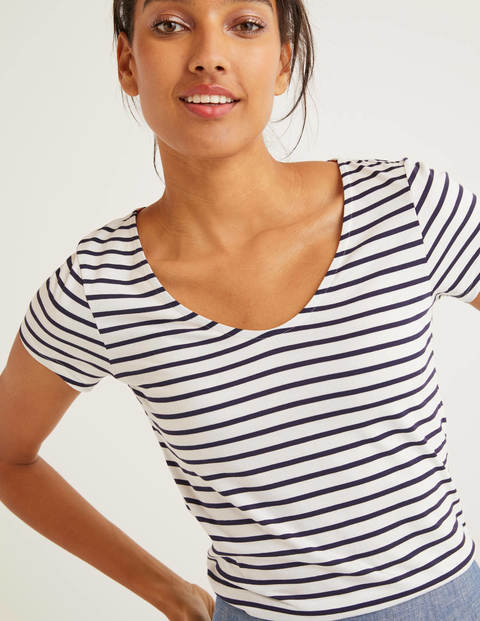 Supersoft Cap Sleeve Tee - Ivory/Navy Supersoft Cap Sleeve Tee - Ivory/Navy