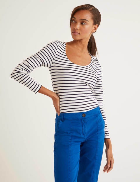 Supersoft Scoop Neck Tee - Ivory/Navy Supersoft Scoop Neck Tee - Ivory/Navy
