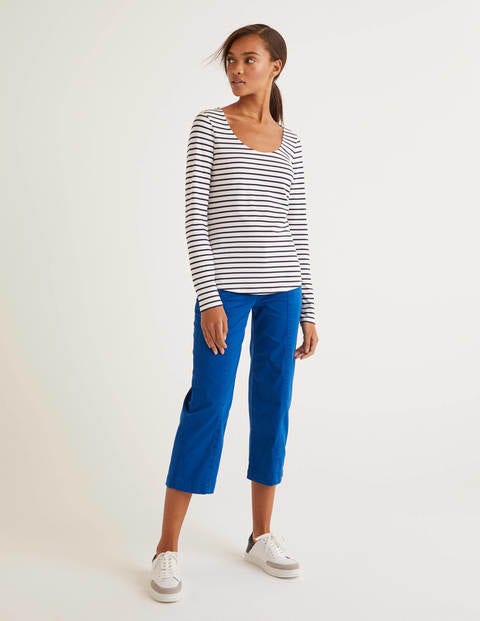 Supersoft Scoop Neck Tee - Ivory/Navy Supersoft Scoop Neck Tee - Ivory/Navy
