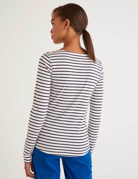 Supersoft Scoop Neck Tee - Ivory/Navy Supersoft Scoop Neck Tee - Ivory/Navy